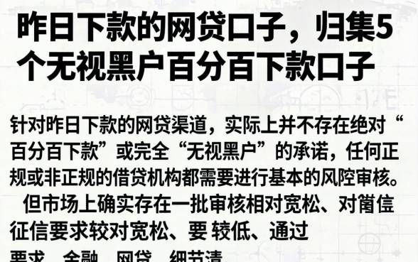 昨日下款的网贷口子,归集5个无视黑户百分百下款口子