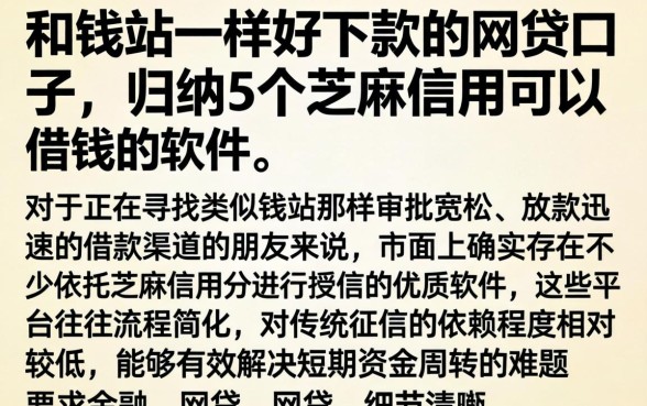 和钱站一样好下款的网贷口子，归纳5个芝麻信用可以借钱的软件