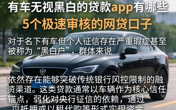 有车无视黑白的贷款app有哪些，详细阐述5个极速审核的网贷口子
