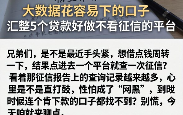大数据花容易下的口子，汇整5个贷款好做不看征信的平台