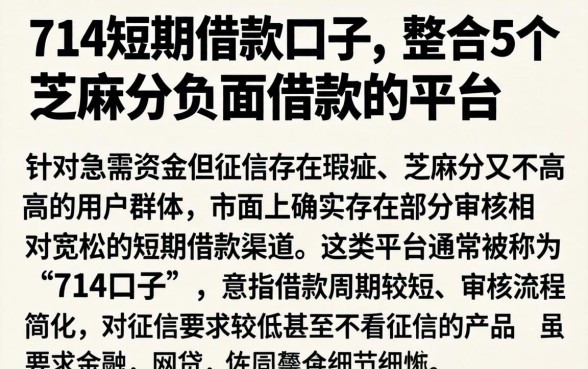 714短期借款口子,整合5个芝麻分负面借款的平台
