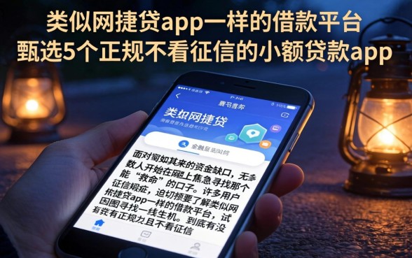 类似网捷贷app一样的借款平台，甄选5个正规不看征信的小额贷款app