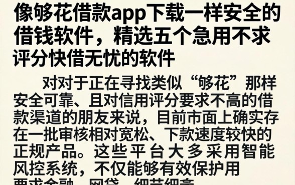 像够花借款app下载一样安全的借钱软件，精选五个急用不求评分快借无忧的软件
