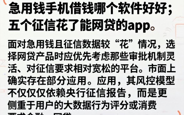 急用钱手机借钱哪个软件好用，详尽说明五个征信花了能网贷的app