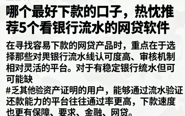 哪个最好下款的口子，热忱推荐5个看银行流水的网贷软件