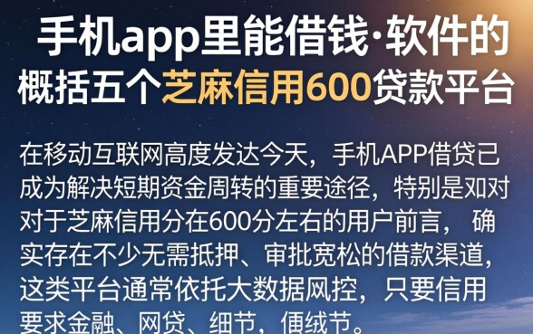 手机app里能借钱的软件，概括五个芝麻信用600贷款平台