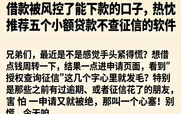 借款被风控了能下款的口子,热忱推荐五个小额贷款不查征信的软件