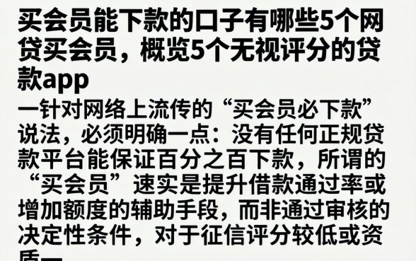 买会员能下款的口子有哪些5个网贷买会员，概览5个无视评分的贷款app