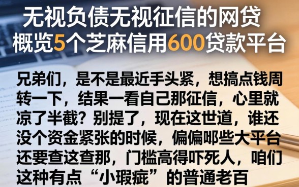 无视负债无视征信的网贷，概览5个芝麻信用600贷款平台