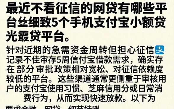 最近不看征信的网贷有哪些平台,细致阐述5个手机支付宝小额贷款的平台