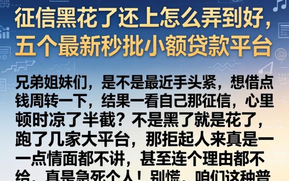 征信黑花了还上怎么弄到好，详细阐述五个最新秒批小额贷款平台