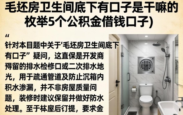 毛坯房卫生间底下有口子是干嘛的，枚举5个公积金借钱口子