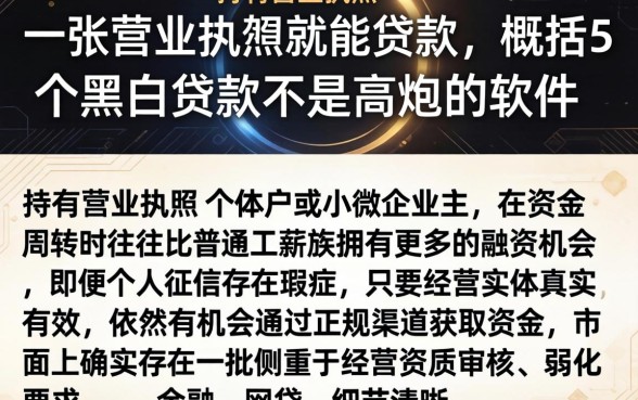 一张营业执照就能贷款，概括5个黑白贷款不是高炮的软件