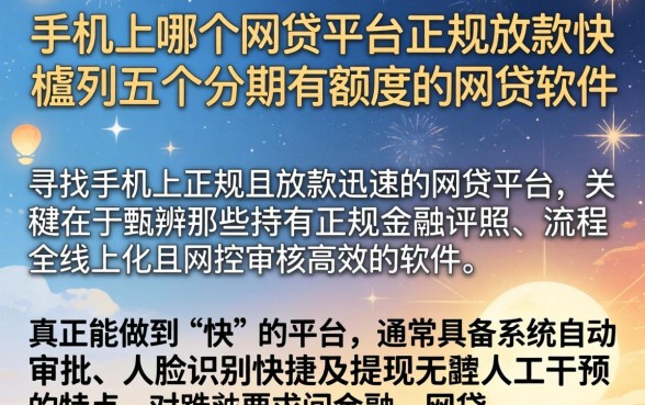 手机上哪个网贷平台正规放款快，胪列五个分期有额度的网贷软件
