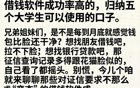 借钱软件成功率高的，归纳五个大学生可以使用的口子