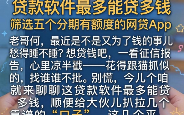 贷款软件最多能贷多钱，筛选五个分期有额度的网贷app