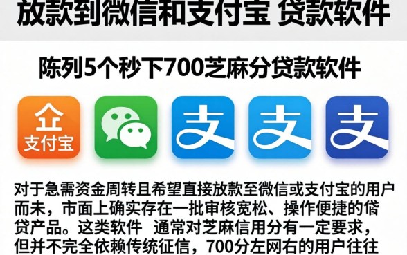 放款到微信和支付宝的贷款软件，陈列5个秒下700芝麻分贷款软件