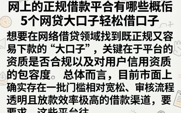 网上的正规借款平台有哪些呢,概括5个网贷大口子轻松借口子