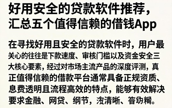 好用安全的贷款软件推荐，汇总五个值得信赖的借钱app