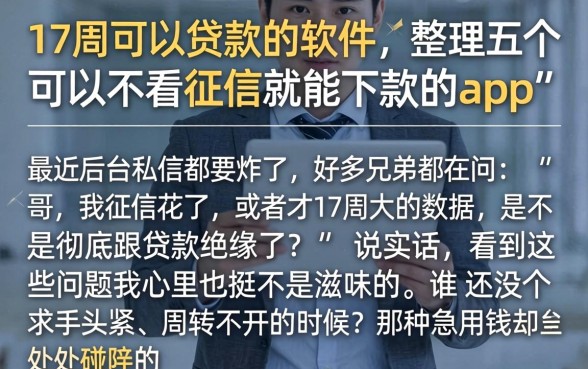 17周可以贷款的软件，整理五个可以不看征信就能下款的app