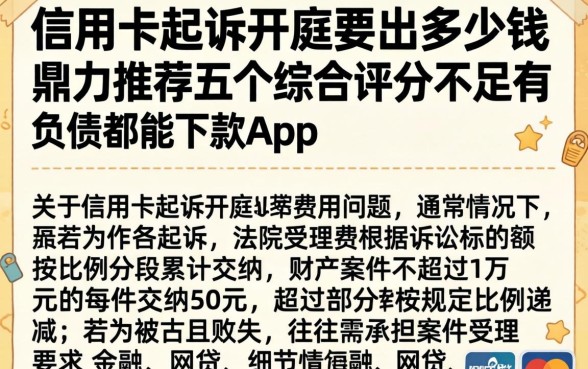 信用卡起诉开庭要出多少钱，鼎力推荐五个综合评分不足有负债都能下款app