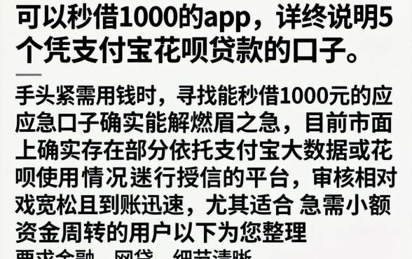 可以秒借1000的app，详尽说明5个凭支付宝花呗贷款的口子