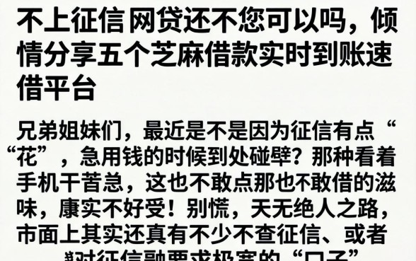 不上征信的网贷还不还可以吗，倾情分享五个芝麻借款实时到账速借平台