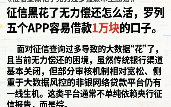 征信黑花了无力偿还怎么活,罗列五个APP容易借款1万块的口子