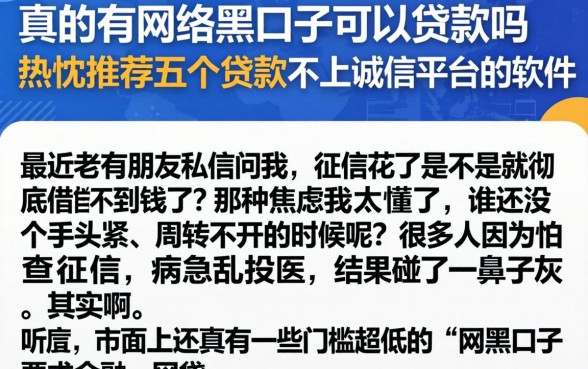 真的有网络黑口子可以贷款吗，热忱推荐五个贷款不上诚信平台的软件