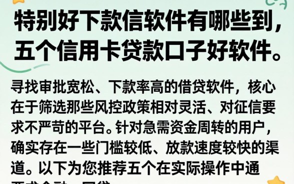 特别好下款的软件有哪些,细致阐述五个信用卡贷款口子好软件