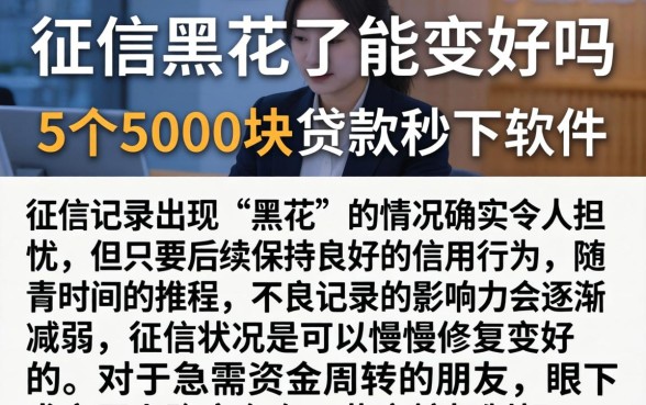 征信黑花了能变好吗,概括5个5000块贷款秒下软件