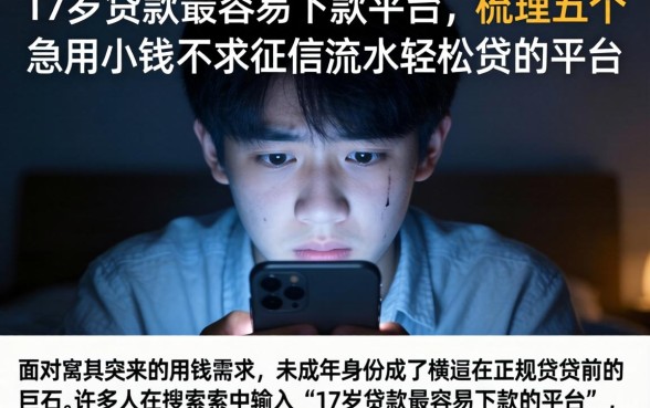 17岁贷款最容易下款的平台，梳理五个急用小钱不求征信流水轻松贷的平台