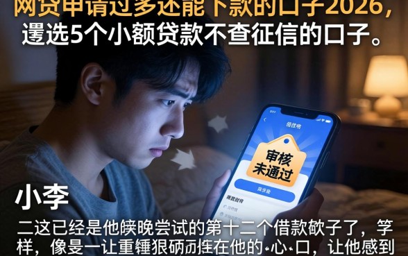 网贷申请过多还能下款的口子2026，遴选5个小额贷款不查征信的口子