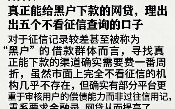 真正能给黑户下款的网贷,理出五个不看征信查询的口子