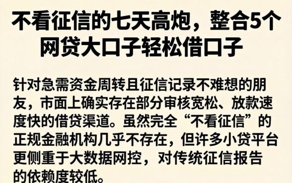 不看征信的七天高炮,整合5个网贷大口子轻松借口子