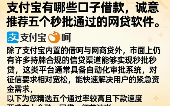 支付宝有哪些口子借款,诚意推荐五个秒批通过的网贷软件