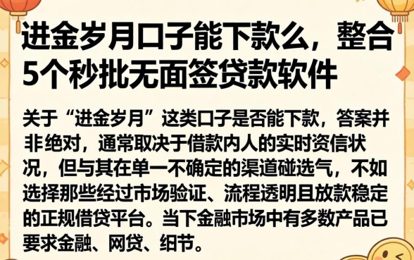 进金岁月口子能下款么，整合5个秒批无面签贷款软件