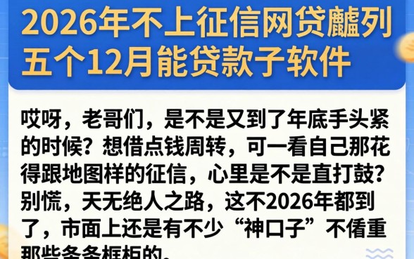 2026年不上征信的网贷，胪列五个12月能贷款的软件