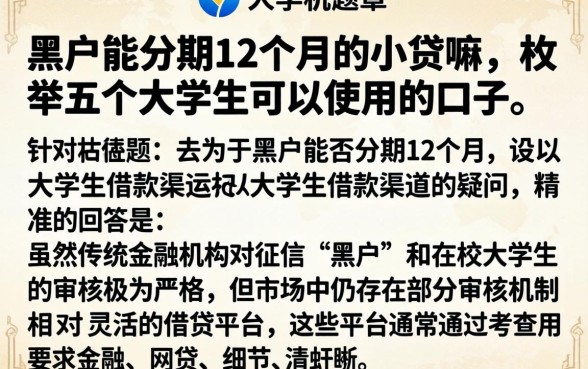 黑户能分期12个月的小贷嘛，枚举五个大学生可以使用的口子