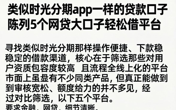 类似时光分期app一样的贷款口子，陈列5个网贷大口子轻松借平台