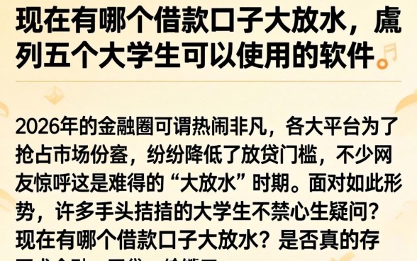 现在有哪个借款口子大放水,胪列五个大学生可以使用的软件
