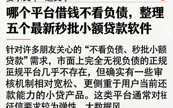 哪个平台借钱不看负债,整理五个最新秒批小额贷款软件