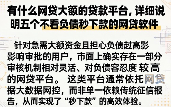 有什么网贷大额的贷款平台,详尽说明五个不看负债秒下款的网贷软件