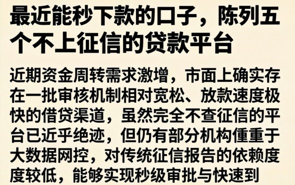 最近能秒下款的口子,陈列五个不上征信的贷款平台