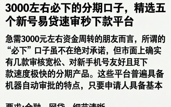 3000左右必下的分期口子,精选五个新号易贷速审秒下款平台