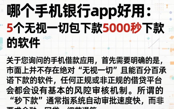 哪个手机银行app好用，详尽说明5个无视一切包下款5000秒下款的软件