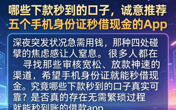 哪些下款秒到的口子,诚意推荐五个手机身份证秒借现金的app