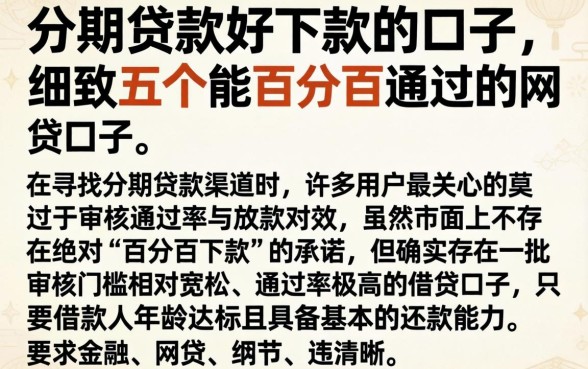 分期贷款好下款的口子，细致阐述五个能百分百通过的网贷口子