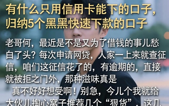 有什么只用信用卡能下的口子，归纳5个黑户快速下款的口子