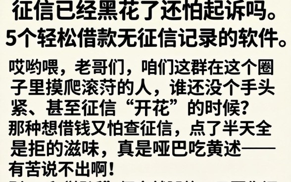 征信已经黑花了还怕起诉吗，陈列5个轻松借款无征信记录的软件